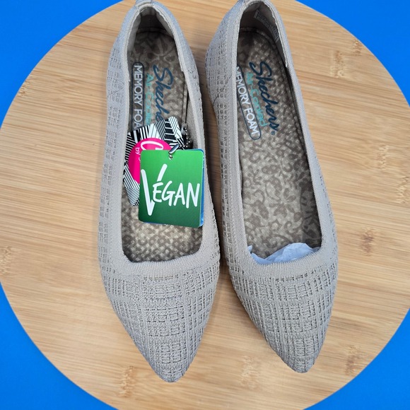 Skechers Shoes - Skechers Cleo 2.0 Love Spell‎ Natural Beige Knit Pointed Toe Vegan Flats 6